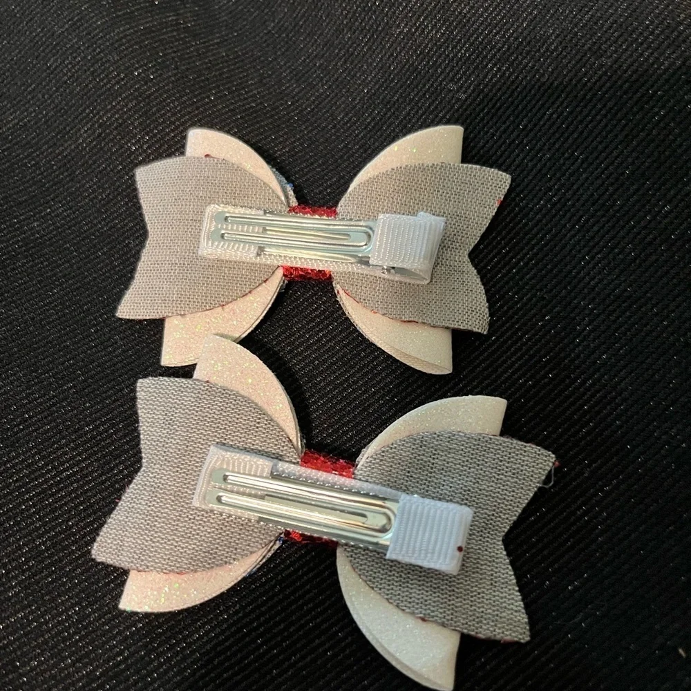 Sparkling Red White Blue Patriotic Hair clips bidding on the pair